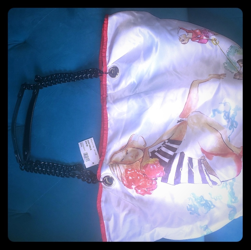 DSW Large Beach Tote Bag Watercolor Chain Handle